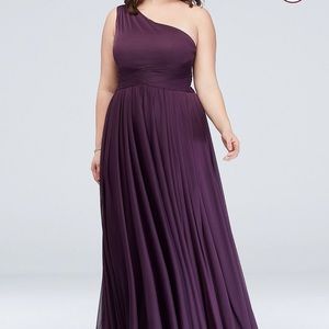 DB One-Shoulder Bridesmaid Dress (Plum)-Size 16